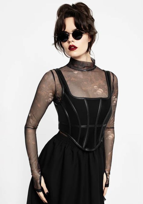 Search: 11 results found for "090224" – Disturbia Corset Top Over Shirt, Outfit Layering Ideas, Leather Panelling, Leather Corset Top, Goth Fits, Squared Neckline, Tailored Jumpsuit, Corset Outfit, Body Conscious