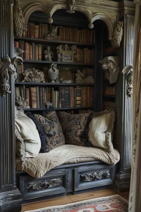 Gothic Manor Living Room, Living Room Inspiration Dark, Room Inspiration Dark, Living Room Decor Dark, Dark Living Room Decor, Living Room Colours, Ravenclaw Room, Gothic Rooms, Dark Living Room