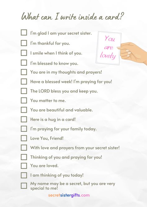 Secret Sister Ideas For Women, Secret Sister Gifts Ideas, Gifts For Secret Sister, Secret Sister Reveal Ideas, Fun Secret Sister Ideas, Secret Sister Gifts For Church, Secret Sister Gift Ideas Church Unique, Christian Secret Sister Gifts, Secret Sister Card Ideas