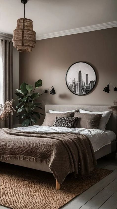 Urban Taupe, Taupe Bedroom Ideas, Taupe Bedroom, Neutral Bedroom Decor, Brown Rooms, Bedroom Wall Colors, Bedroom Decor Cozy, Brown Bedroom, Pretty Bedroom