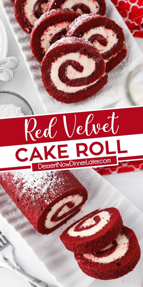 Red Velvet Cake Roll Recipe, Red Velvet Cake Roll, Easy Red Velvet Cake, Red Velvet Cake Recipe, Velvet Cake Recipes, How To Make Red, Cake Rolls, Cake Roll Recipes, Homemade Snickers