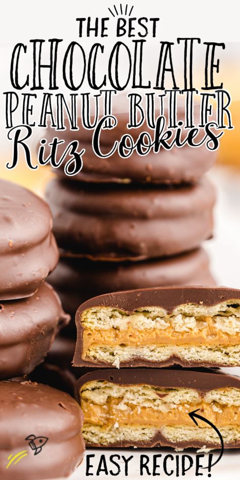 Chocolate Peanut Butter Ritz Cookies Ritz Cookies, Peanut Butter Crackers, Ritz Cracker Recipes, Chocolate Covered Cookies, Butter Crackers, Postre Keto, Cracker Cookies, Cookies Easy, Chocolate Peanut Butter Cookies