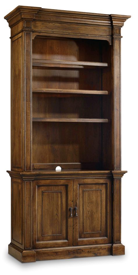 Dark Wood Bookcase, 4 Shelf Bookcase, Dining Cabinet, Gallery Furniture, Wood Bookcase, Touch Switch, Wood Shelf, Bookcase Shelves, Hooker Furniture