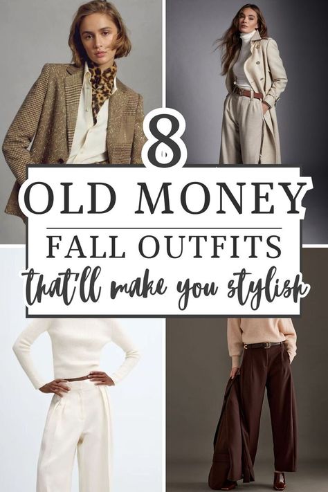 8 Old Money Fall Outfits that are so elegant. Create a timeless and stylish capsule wardrobe with these stunning outfit ideas! Fall Outfits Old Money Aesthetic, Old Money Outfits With Sneakers, Old Money Fall Style, Outfit Inspo Old Money, Old Money Outfits Women Fall, Casual Old Money Outfits Fall, Rich Grandma Outfit, Old Money Business Casual, Amazon Old Money Outfits