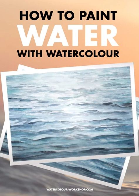 How To Paint Water With Watercolour - Watercolour Workshop Watercolor Simple Paintings, Watercolor Landscapes For Beginners, Watercolour Step By Step, How To Paint Water, Watercolour Beach, Night Watercolor, Watercolour Tutorial, Watercolour Techniques, Watercolour Cards