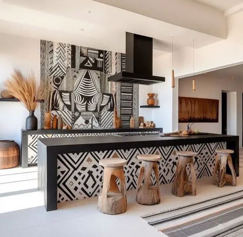 6 Tips to Nail the Modern Mexican Interior Design Look! Mexican Interior Design Kitchen, Modern Mexican Interior, Bohemian Kitchen Design, Eclectic Kitchen Ideas, Kitchen Decor Bohemian, Modern African Decor, Interior Design 2024, Mexican Interior Design, Mexican Interiors