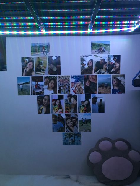 Hearts Made Out Of Pictures, Heart Shape Picture Collage, Heart Shape With Pictures, Heart Wall Of Pictures, Pictures In Heart Shape On Wall, Pictures Heart Shape Wall Art, Room Decor Heart Pictures, Heart Shape Pictures, Heart Collage Wall