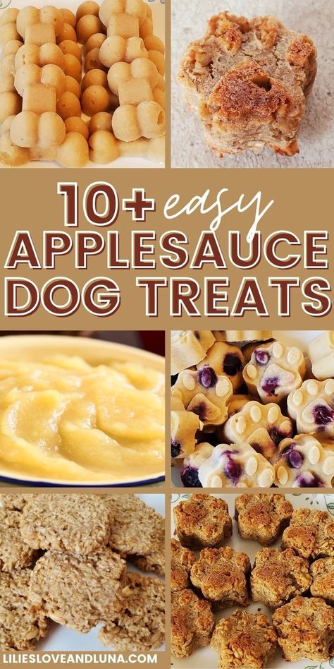 Applesauce And Peanut Butter Dog Treats, Dog Treats Without Eggs, Dog Apple Treats, No Peanut Butter Dog Treats, Banana Applesauce Dog Treats, Doggy Treats Recipe, Apple Sauce Dog Treats, No Bake Dog Treats Homemade, Recipes For Dog Treats