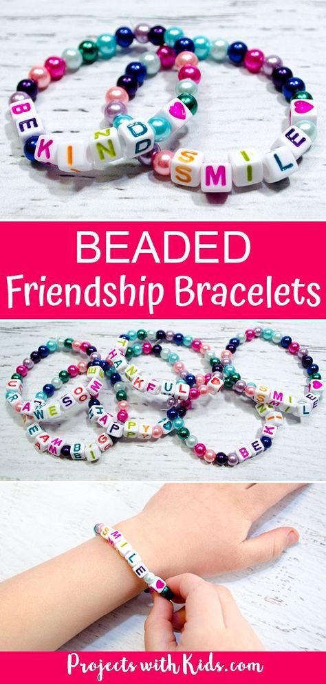 Friendship Bracelets For Classroom, Pre K Friendship Bracelets, Friendship Bracelets For Kids, Bracelets With Words, Friendship Crafts, Beaded Friendship Bracelets, Kids Bead Bracelet, 2023 Crafts, Bracelets For Kids