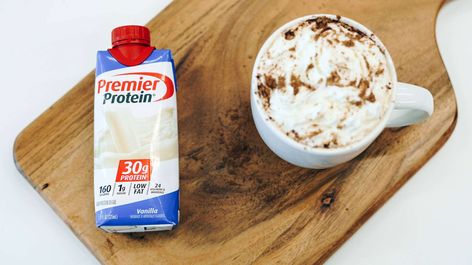 Skinny Caramel Mocha | Premier Protein Good Protein Snacks, Pineapple Shake, Shake Ideas, Coffee Recipes Hot, Best Protein Shakes, Vanilla Protein Shakes, Honey Chocolate, Caramel Mocha, Protein Coffee