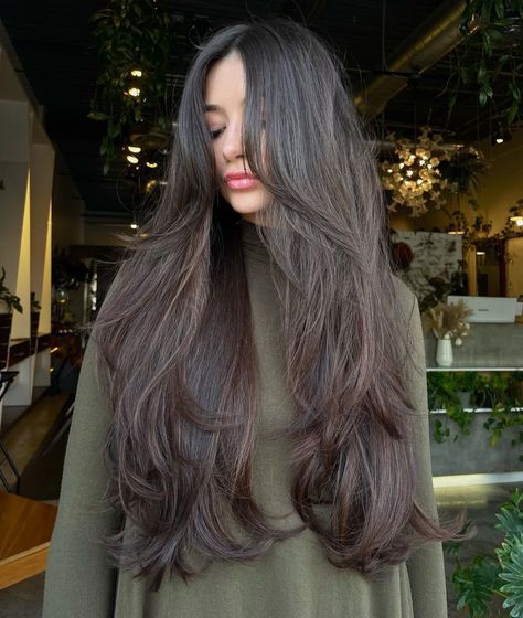 Long Hair with Cascading Layering Cute Simple Haircuts Long Hair, Long Hair Slightly Layered, Long Layers Very Long Hair, Long Hair Cut Styles Girl, Very Long Hair With Face Framing Layers, V Haircut Long Layers, Waist Length Hair Long Layers, Layered Haircuts For Very Long Hair, Very Long Haircut With Layers