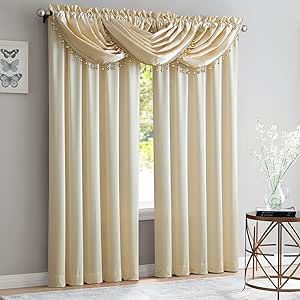 Satin Curtains, Waterfall Valance, Beige Curtains, Elegant Curtains, Stylish Curtains, Valance Window Treatments, Custom Drapes, Elegant Drapes, Window Valance