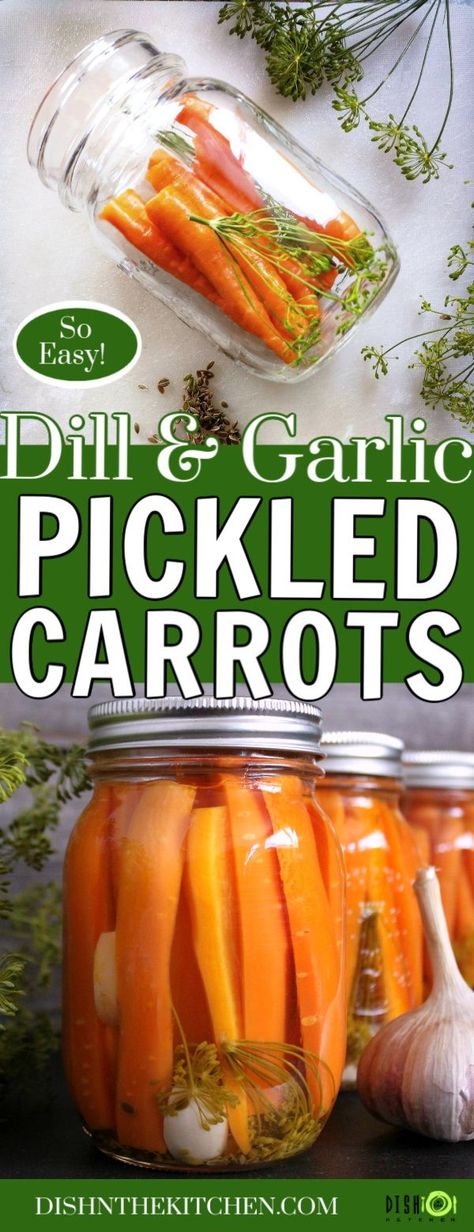 Small batch preserving these Pickled Carrots is easier than you think. Grow your own or buy carrots in season, then pickle them with dill and garlic for a dillicious treat! #pickledcarrots #preserving Dilled Carrots Pickled, Dill Pickled Carrots Recipe, Spicy Pickled Carrots Canning, How To Pickle Carrots Canning Recipes, Canned Spicy Pickled Carrots, Best Pickled Carrots Recipe, Pickled Dill Carrots, Best Pickled Carrots, Dill Carrots Pickled