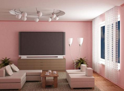 Such a pretty pink. I love it because it is such a soft color!! Wall Colours For Hall, Hall Colour, Gray Painted Walls, Murs Roses, Living Room Wall Color, Modern Living Room Wall, Room Wall Colors, Room Wall Painting, Decor Ikea