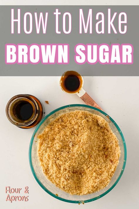 Easy DIY homemade brown sugar. Learn how to make brown sugar, a pantry staple. Making Brown Sugar, How To Make Brown Sugar, Diy Brown Sugar, Brown Sugar Recipe, Vegetable Oil Substitute, Brown Sugar Substitute, Homemade Brown Sugar, Soften Brown Sugar, Sour Cream Substitute