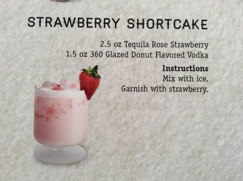 Tequila Rose ~ Strawberry Shortcake Tequila Rose Recipes, Tequila Rose Drinks, Rose Drinks, Shots Alcohol Recipes, Wine Mixed Drinks, Rose Strawberry, Tequila Rose, Yummy Summer Drinks, Donut Flavors