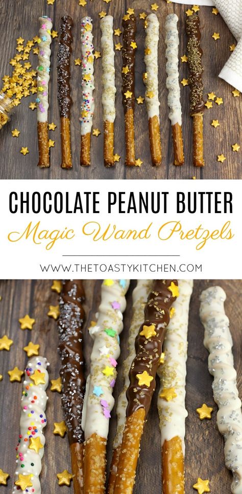 Pretzel Wands, Harry Potter Treats, Harry Potter Snacks, Fatty Foods, Peanut Butter Pretzel, Homemade Candy, Candy Recipe, Christmas Foods, Princess Fairy