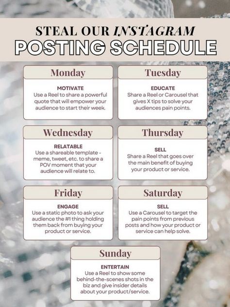 The Ultimate Instagram Marketing Blueprint Instagram Weekly Post Ideas, Instagram Calendar Ideas, Weekly Instagram Schedule, Content Engagement Ideas, Instagram Weekly Posting Schedule, May Social Media Calendar, Engaging Post Ideas, Content Creator Calendar Template, Weekly Content Schedule