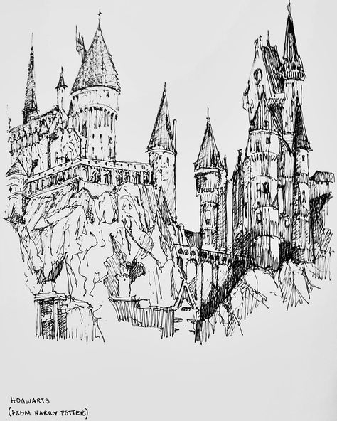 Hogwarts , From Harry Potter ink pen Drawing #drawing #inkpen #inkpendrawing #inkpenart #art #fantasy #fantasyart #harrypotter #hogwarts #hogwartsexpress #architecture #fypage #fy #draw #perspectivedrawing #travelsketchbook #sketch #sketchbooks #gothicstyle #cathedral Harry Potter Ink Drawing, Hogwarts Architecture, Hogwarts Castle Drawing, Hogwarts Sketch, Harry Potter Sketch, Castle Drawing, Ink Pen Art, Travel Sketchbook, Cathedral Architecture