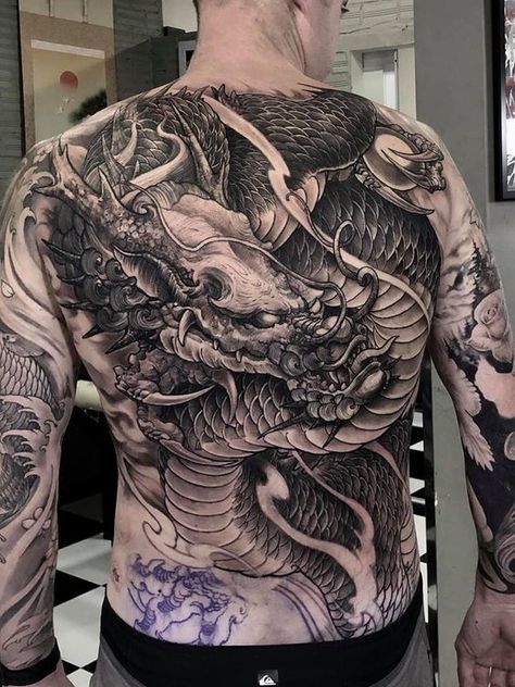 2024's Top Full Back Tattoo Designs for Men | Unique & Bold Back Tattoo For Men, Full Back Tattoos For Men, Dragon Tattoo Full Back, Back Tattoos For Men, Japanese Motifs, Dragon Tattoo Art, Samurai Tattoo Design, Back Piece Tattoo, Japanese Dragon Tattoos