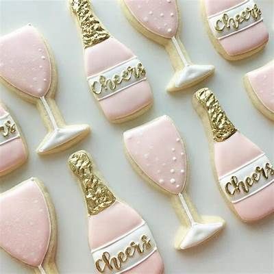 Bachelorette Cookies, Wine Cookies, Engagement Cookies, Bridal Cookies, Champagne Birthday, New Years Cookies, Bridal Shower Cookies, Cookie Inspiration, Iced Cookies