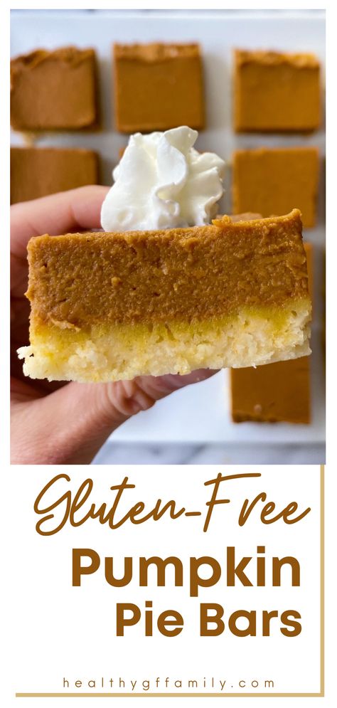 Pumpkin Pie in a bar! A shortbread cookie base + a luscious and creamy pumpkin layer makes for a delicious gluten-free treat! Perfect anytime but especially around the holidays. Plus they are dairy-free optional and super EASY to make. Gluten Free Pumpkin Pie Bars, Gluten Free Pumpkin Desserts, Gluten Free Pumpkin Bars, Dairy Free Pumpkin Pie, Gf Sweets, Gluten Free Pumpkin Pie, Pictures Background, Dairy Free Pumpkin, Gluten Free Holiday