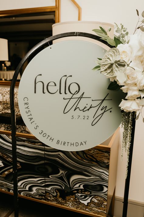 Elevate your milestone moment, capture the essence of your journey, and let the world know: Thirty never looked so fabulous! Welcome the next decade with open arms and a stunning Custom Acrylic Birthday Sign that truly speaks volumes. Cheers to a new era of style and sophistication! IG: @poststudiohtx #birthdayinspo #birthdayecor #modernbirthdays #elegant #lasercutsign #engravedsign #customacrylicbirthdaysign 30 Birthday Welcome Sign, 30th Birthday Table Decor, Acrylic Birthday Sign, 30th Celebration, 30th Birthday Sign, Laser Cut Signs, Hello Thirty, Studio Seven, 30th Bday Party