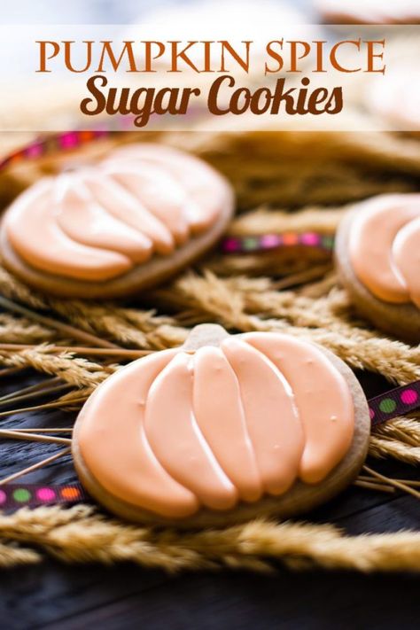 Pumpkin Spice Sugar Cookies - Beautiful Life and Home Cookies For Fall, Rolled Sugar Cookie Dough, Pumpkin Cookies Decorated, Pumpkin Spice Cookie Recipe, Cookies With Icing, Sugar Cookie Dough Recipe, Pumpkin Spice Sugar Cookies, Lofthouse Sugar Cookies, Spice Sugar Cookies