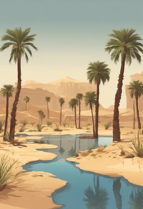 Oasis in Arabian Desert Check more at https://paintlyx.com/oasis-in-arabian-desert/ Desert Oasis Art, Desert Oasis Aesthetic, Oasis Cake, Oasis Drawing, Oasis In Desert, Desert Aesthetic Decor, Arabian Illustration, Oasis Illustration, Arabian Desert Aesthetic