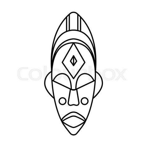 Stock vector of 'African mask icon. Outline african mask vector icon for web design isolated on white background' African Love, Mask Drawing, Mask Painting, Style Africain, African Art Paintings, Abstract Face Art, African Mask, Canvas Painting Designs, Bead Charms Diy