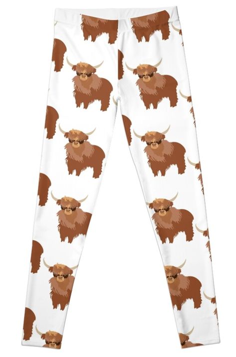 Super stretchy and durable polyester full-length leggings. Vibrant high-quality sublimation print across the front and back. Size range XXS-XL. Minimalist and funny art for highland cow lovers Cow Print Stuff, Fluffy Highland Cow, Brooklyn Nicole, Country Images, Cow Stuff, Cow Outfits, Flare Jeans Outfit, Cowgirl Style Outfits, Cute Country Outfits