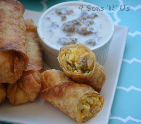 We’ve said it before, and well say it again. And probably again, again at some point in the future. We love breakfast. Any day, anytime. For actual breakfast. For lunch. For dinner. We also love egg rolls. Because… eggrolls. One evening the hubs and I worked some crazy kitchen magic and created this most amazing … … Continue reading → Breakfast Pizza With Gravy, Breakfast Egg Rolls, Cake Pop Recipe Easy, Brunch Foods, Crazy Kitchen, Breakfast Meals, Breakfast Goodies, Egg Roll Wrappers, Sausage Gravy