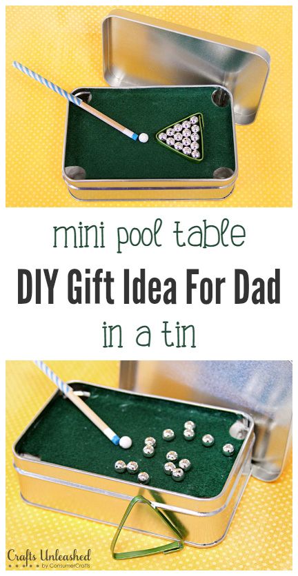 35+ Great DIY Gifts for Men Who Love To Be Surprised! Homemade Stocking Stuffers, Diy Pool Table, Fun Homemade Gifts, Mini Pool Table, Homemade Gifts For Friends, Table Gifts, Tin Crafts, Crafts Table, Diy Gifts To Make