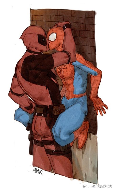 Deadpool x Spiderman @Somilk_吮指原味奶 Caste Heaven, Deadpool Y Spiderman, Deadpool X Spiderman, Deadpool Art, Deadpool And Spiderman, Dead Pool, Manama, Spiderman Art, Gay Art