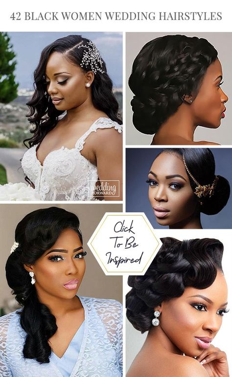 42 Black Bride Makeup Ideas ❤ Looking for the suitable black women wedding hairstyles? We are offering some interesting wedding hairstyles that look great. ‎#wedding #weddinghairstyles #blackbridemakeupideas Different Wedding Styles, Black Bride Makeup, Black Bridesmaids Hairstyles, Bride Makeup Ideas, Wedding Hairstyles For Black Women, Black Brides Hairstyles, Bride Hairstyles Updo, Blond Rose, Black Wedding Hairstyles