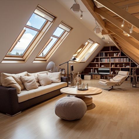 Attic Interior Design, Attic Living Room, Small Attic Room, Attic Bedroom Designs, Small Attic, Attic Conversion, Attic Room, Attic Design, Interior Desig