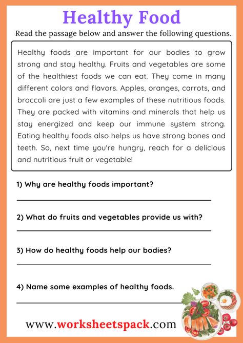 Food and Drinks Reading Comprehension Passages - worksheetspack Comprehension For Grade 1, 3rd Grade Reading Comprehension Worksheets, Elementary Reading Comprehension, Animals Reading, Reading Comprehension Texts, 2nd Grade Reading Comprehension, Phonics Reading Passages, Reading Comprehension For Kids, Reading Comprehension Lessons