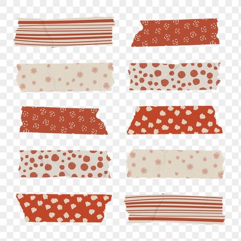 Washi Tape Aesthetic, Red Scrapbook Paper, Tape Aesthetic, Washi Tape Png, Tape Png, Red Journal, Red Pages, Scrapbook Graphics, Journal Elements