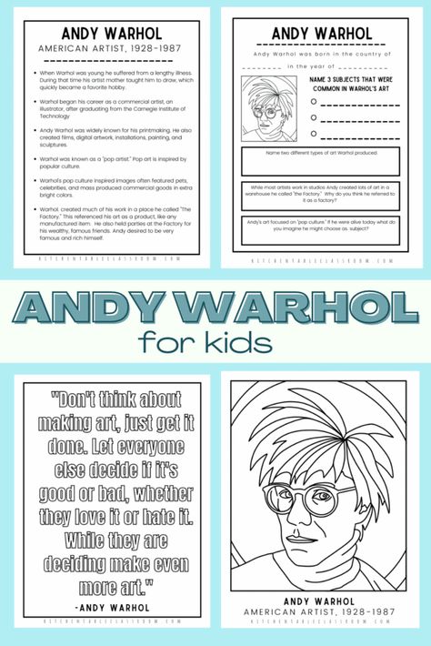 Andy Warhol Inspired Art, Andy Warhol Soup Cans, Andy Warhol Portraits, Famous Pop Art, Andy Warhol Inspired, Andy Warhol Pop Art, Pop Art For Kids, Andy Warhol Art, Pop Art Artists