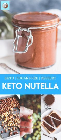 Keto Nutella - Easy Homemade Sugar Free Nutella | Vegan | 1g Carbs Keto Nutella, Nutella Vegan, Sugar Free Nutella, Nutella Snacks, Vegan Nutella, Keto Diet List, Keto Diet App, Keto Recipes Ketogenic, Starting Keto Diet