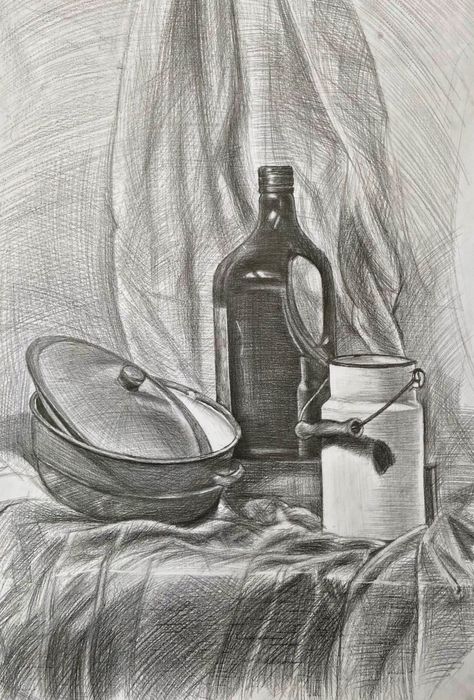 Easy Still Life Drawing, Still Life Sketch, Alchemy Art, Graphite Art, Easy Cartoon Drawings, Art Sketches Doodles, Object Drawing, Art Drawings Sketches Pencil, Figure Sketching