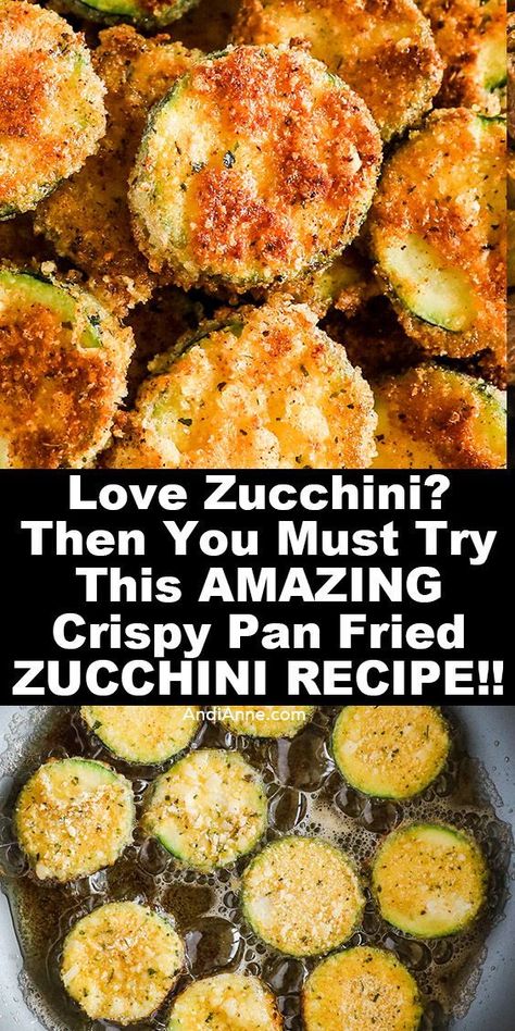 Love zucchini? Then you must try this amazing crispy pan fried zucchini recipe! It's the perfect summer side dish with fresh garden zucchini. You'll get crispy outsides with juicy zucchini inside. Cheesy Pan Fried Zucchini, Zucchini Recipes Fried, Garden Zucchini Recipes, Fun Zucchini Recipes, Italian Fried Zucchini, Fried Zucchini Chips Recipe, Fried Zucchini With Cornmeal, Cheesy Pan Fried Zucchini Rounds, Crispy Zucchini Recipes