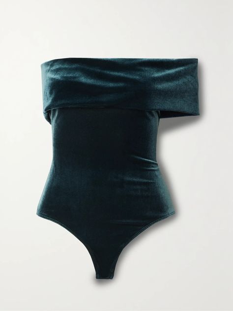 Shop AGOLDE Bree one-shoulder stretch-velvet bodysuit, Explore the latest AGOLDE women's collection today on NET A PORTER Blue Bodysuit, Shoulder Stretch, Velvet Bodysuit, Alessandra Rich, Asymmetric Neckline, Knit Bodysuit, Stretch Velvet, Wardrobe Style, Fall Shopping