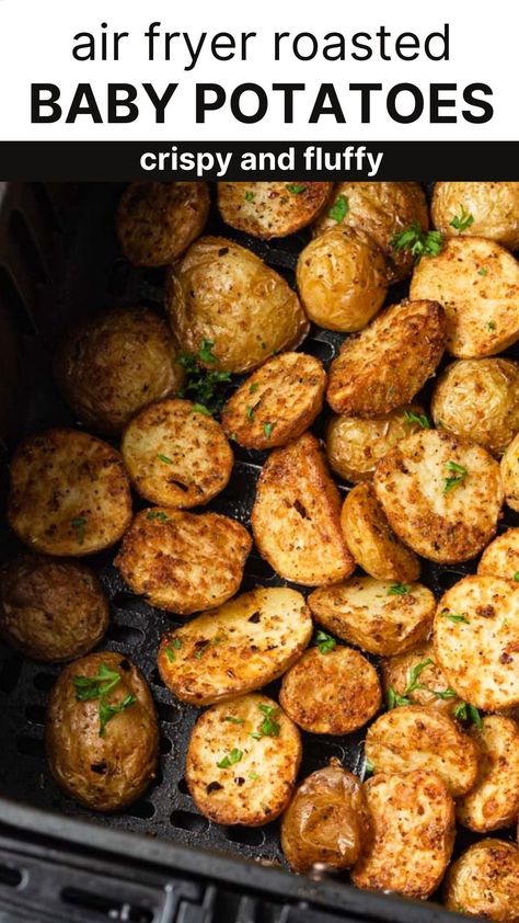 Crispy roasted Air fryer baby potatoes make a fantastic side dish your whole family will love. These bite-sized mini potatoes are easy to make and ready in 15 minutes! Potato Medley Recipe, Roasted Small Potatoes, Golden Potato Recipes, Small Potatoes Recipe, Air Fryer Baby Potatoes, Roasted Mini Potatoes, Gold Potato Recipes, Baby Potato Recipes, Roasted Baby Potatoes