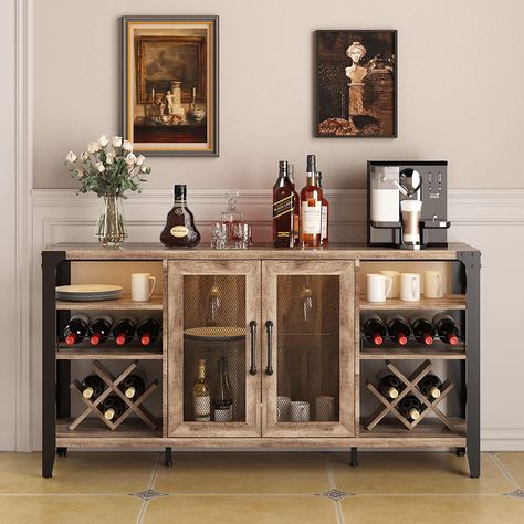 Bar In Living Room, Liquor Cabinet Bar, Bar For Home, Coffee Cabinet, Coffee Bar Cabinet, Home Bar Cabinet, Farmhouse Coffee Bar, Liquor Bar, Cabinet Bar