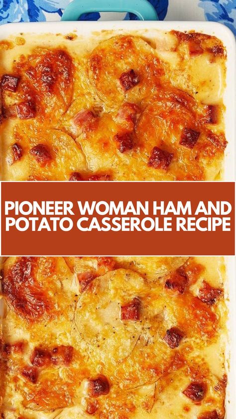 This delicious Pioneer Woman Ham and Potato Casserole is a creamy, comforting dish that’s perfect for any meal. It’s quick and easy to make with simple ingredients like ham, potatoes, and cheese. With its rich layers and gooey cheese, this casserole is sure to be a family favorite! Cheesy Ham And Potato Au Gratin With Peas, Creamy Ham Casserole, Scalloped Potatoes And Ham Pioneer Woman, Pioneer Woman Scalloped Potatoes And Ham, Potato And Ham Casserole Easy Recipes, Creamy Ham And Potato Casserole, Ham And Cheese Casserole Recipes, Easy Ham And Potato Casserole, Easy Ham Recipes Quick