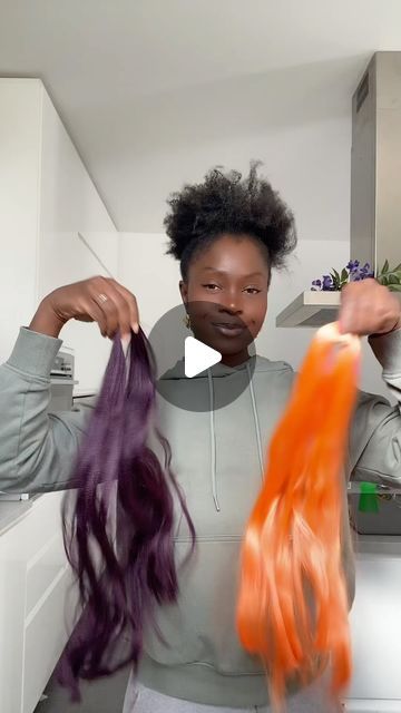 Braiding Hair Mixologist | Purple and orange reverse ombre 🍊☂️  #braidinghair #braidinghairmix #colorblending #colorblend #kanekalon | Instagram Reverse Ombre Box Braids, Color 35 Braids, Orange And Black Braids, Sunset Braids, Ombre Cornrows Braids, Half Color Hair, Jumbo Braids With Color, Reverse Ombre Braids, Hair Color Braids