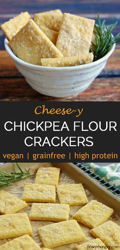 Cheese Chickpea Flour Crackers {grainfree, vegan, high-protein} | power hungry Fathead Rolls, Chickpea Flour Recipes, Pecan Bars, Homemade Crackers, Healthy Vegan Snacks, Vegan Crackers, High Protein Vegan, Cracker Recipes, Chickpea Flour