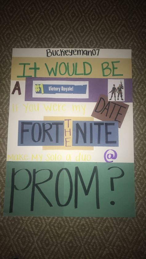 Fortnite Promposal Fortnite Promposal, Unique Promposal Ideas, Unique Promposal, Promposal Funny, Funny Promposal Ideas, Funny Promposals, Sadie Proposals Ideas, Promposal Ideas For Him, Funny Promposal