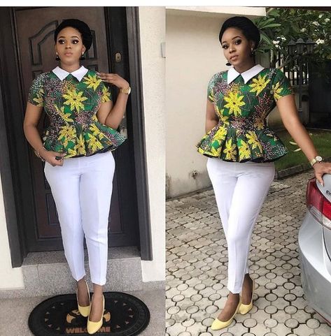 African Top Styles For Women, Cute Ankara Tops, Ankara Tops On Jeans, Latest Ankara Top Styles, Ankara Top Styles, African Tops For Women, Ankara Peplum Tops, Ankara Tops, African Tops